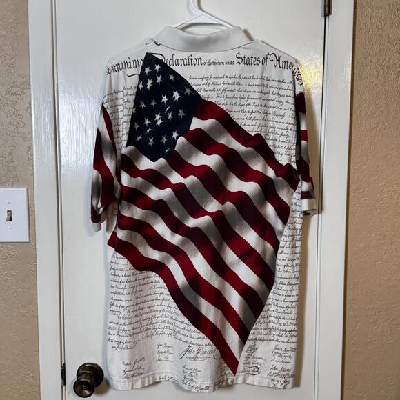 American Summer Clothing Company Men's Patriotic Flag Polo Shirt Large - Picture 5 of 11